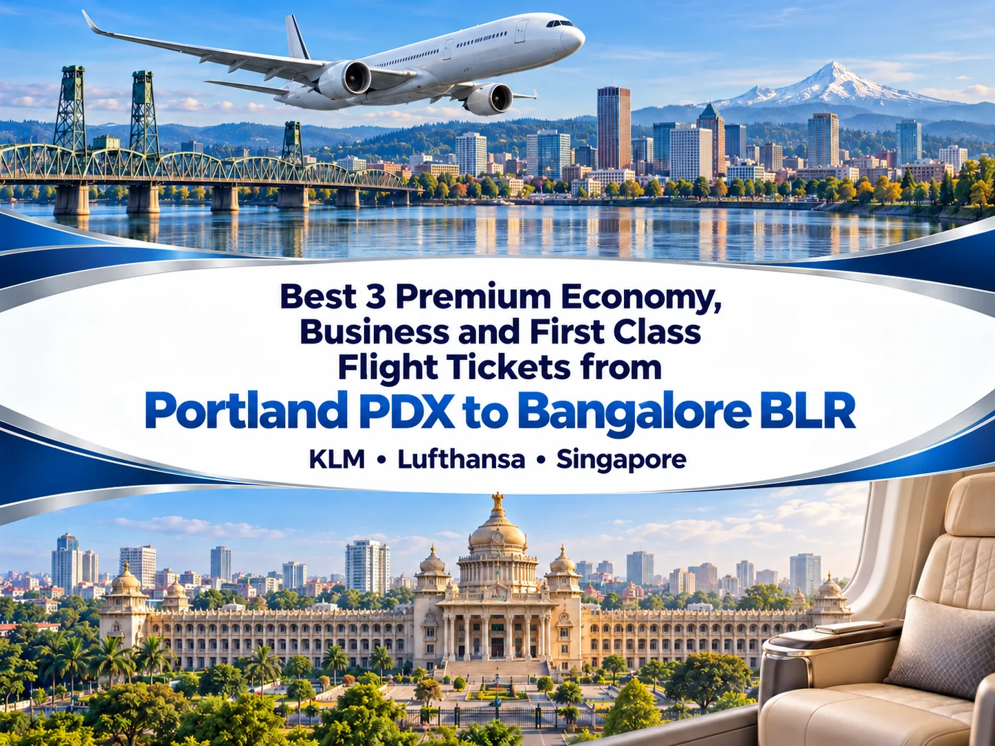 Best 3 Premium Economy, Business and First Class Airlines Flight Tickets from Portland PDX to Bangalore BLR