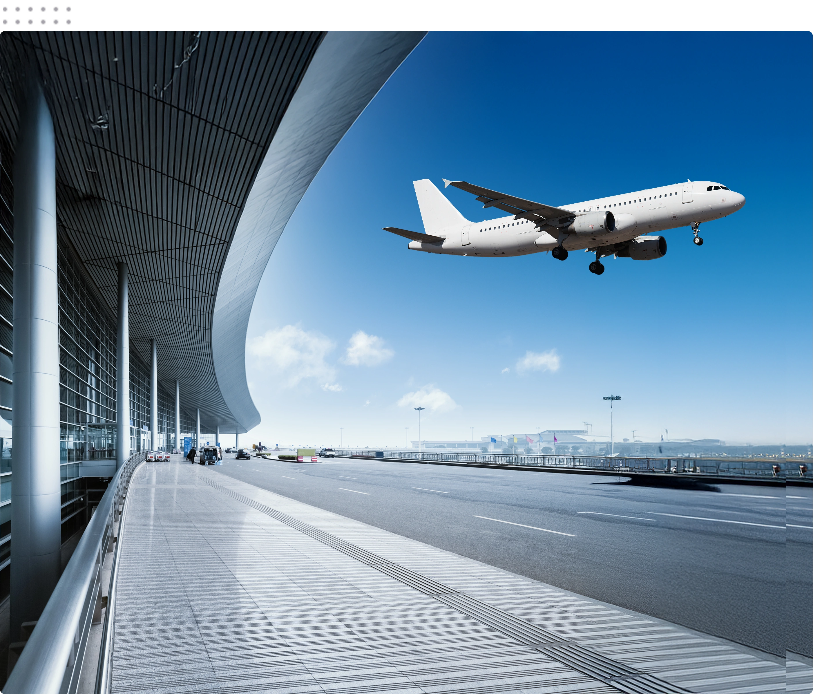 Airport with plane taking off